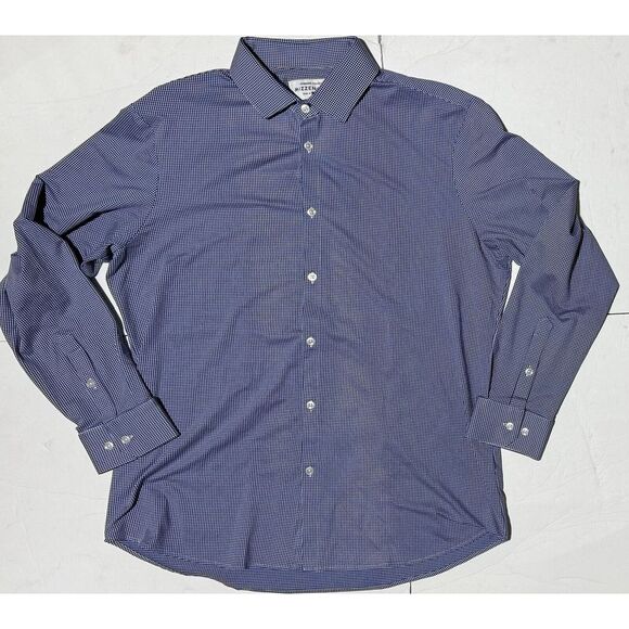 Mizzen Main Dress Shirt Men's 2XL Trim Spinnaker Button Long Sleeve‎ Blue Check - Picture 1 of 4